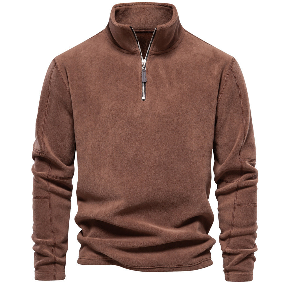 Edward – Stehkragen Zip Sweatshirt mit Fleece, lässiger Pullover
