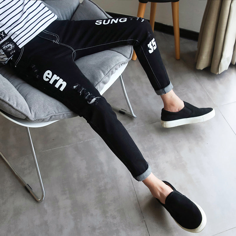 Jude – Pantalon noir déchiré pour homme