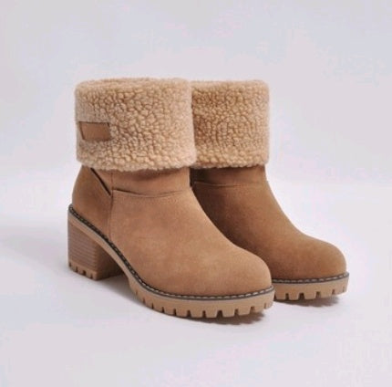 Brenda – Bottes à Talon Épais en Suède Vegan Premium