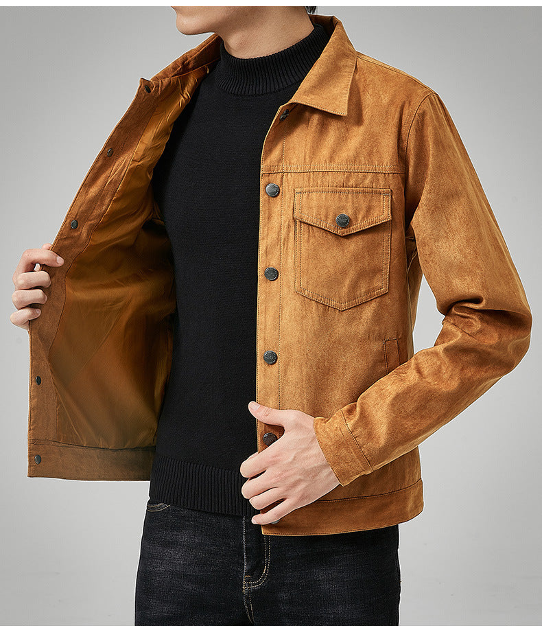 Keith – Veste britannique pour homme en daim vegan brossé
