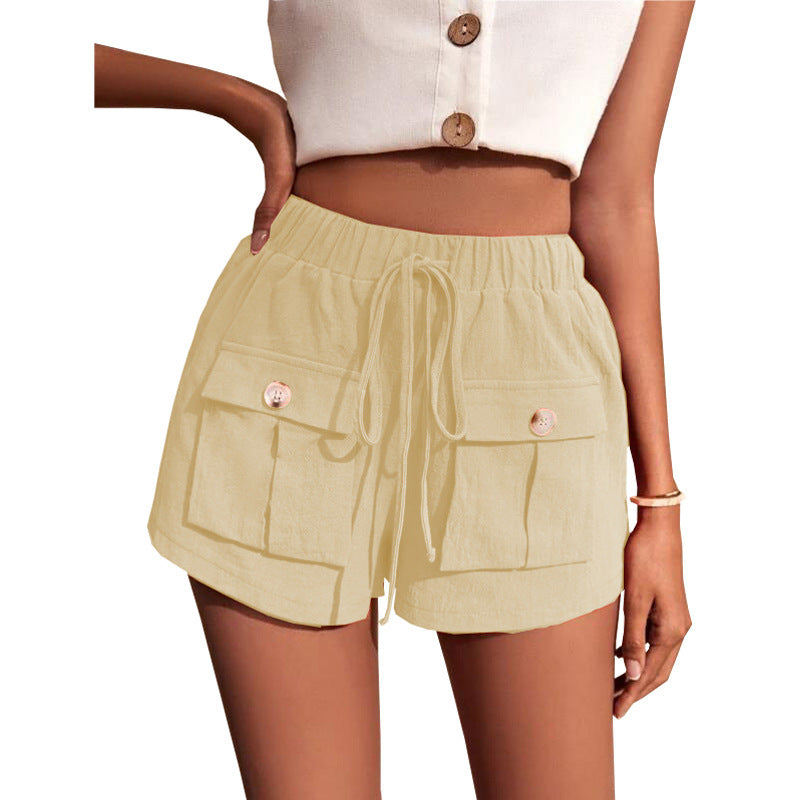 Rose – Shorts Cargo Confortables avec Poche et Cordon Décontracté pour l'Été