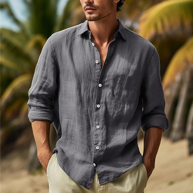 Brett – Chemise décontractée pour homme en grande taille unie