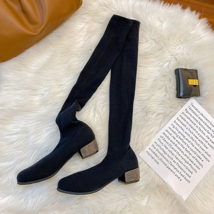 Alice – Chaussettes hautes respirantes avec dentelle et semelle épaisse