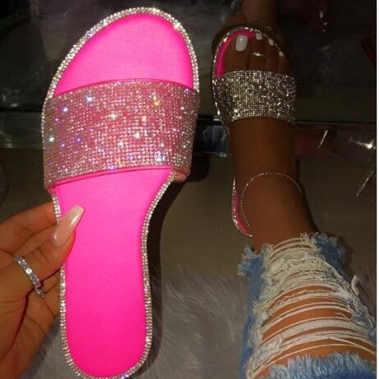 Jennifer – Grandes sandales strass et mules pour femmes à talon bas