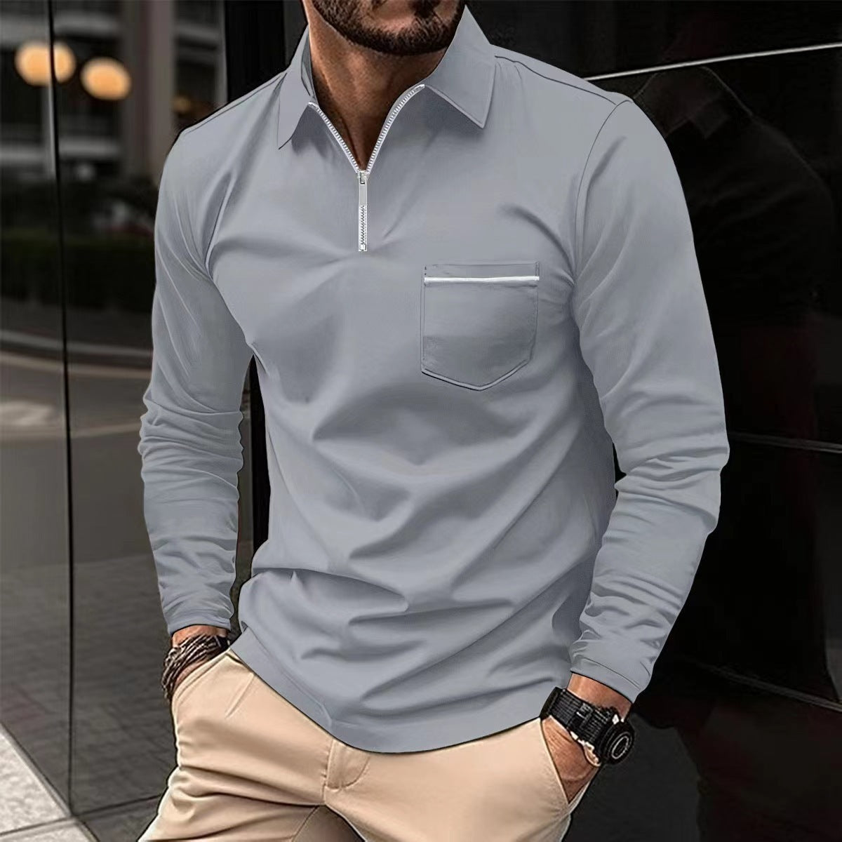 Steve – Poloshirt d'Automne avec Zip pour Homme