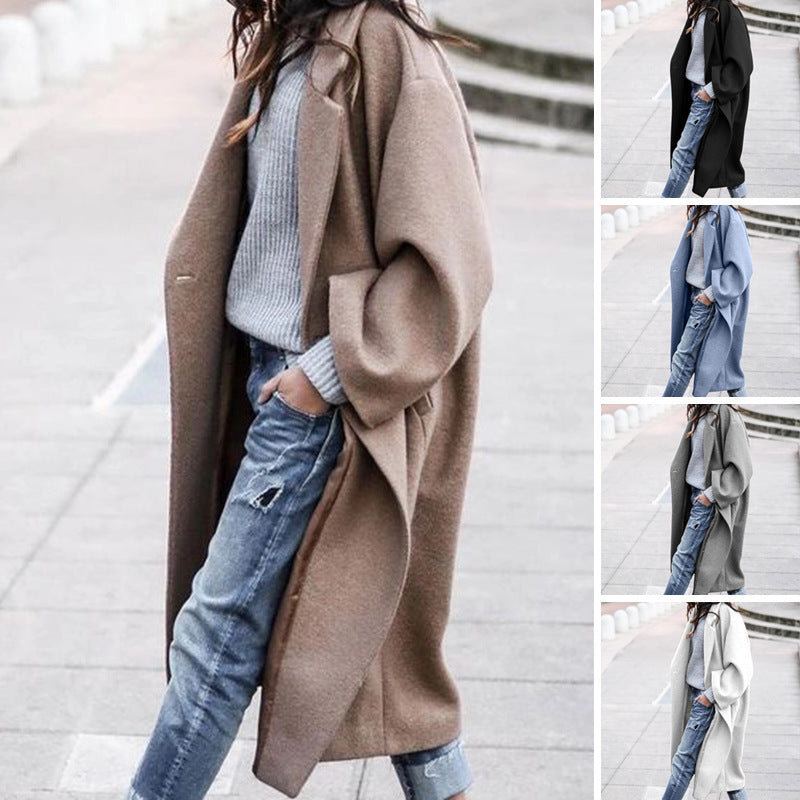 Karen – Long manteau femme avec poches en laine