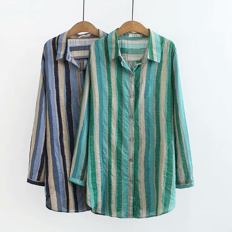 Ruth – Blouse ample avec col à revers rayé pour l'automne