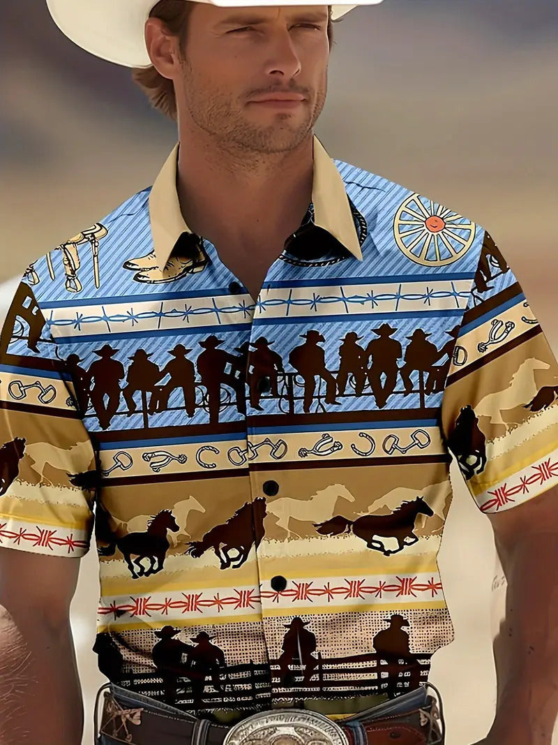 Derek – Chemise Géométrique Décontractée à Manches Courtes pour Hommes
