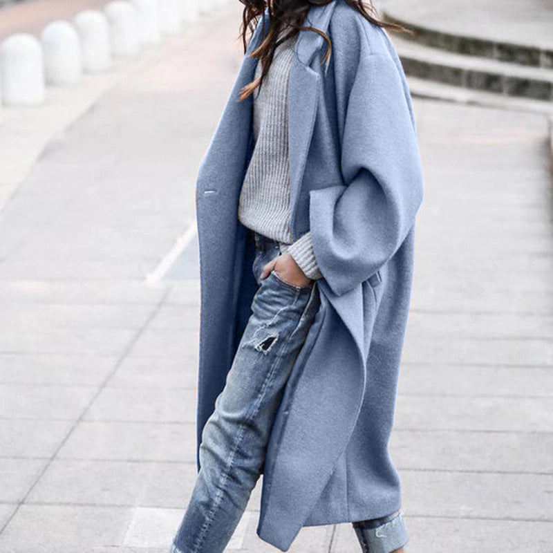 Karen – Long manteau femme avec poches en laine