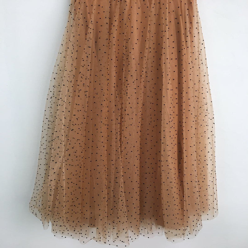 Sharon – Jupe en tulle à pois avec taille élastique haute
