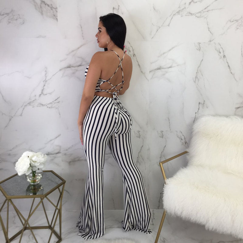Miranda – Combinaison Femme Rayée Slim-Fit