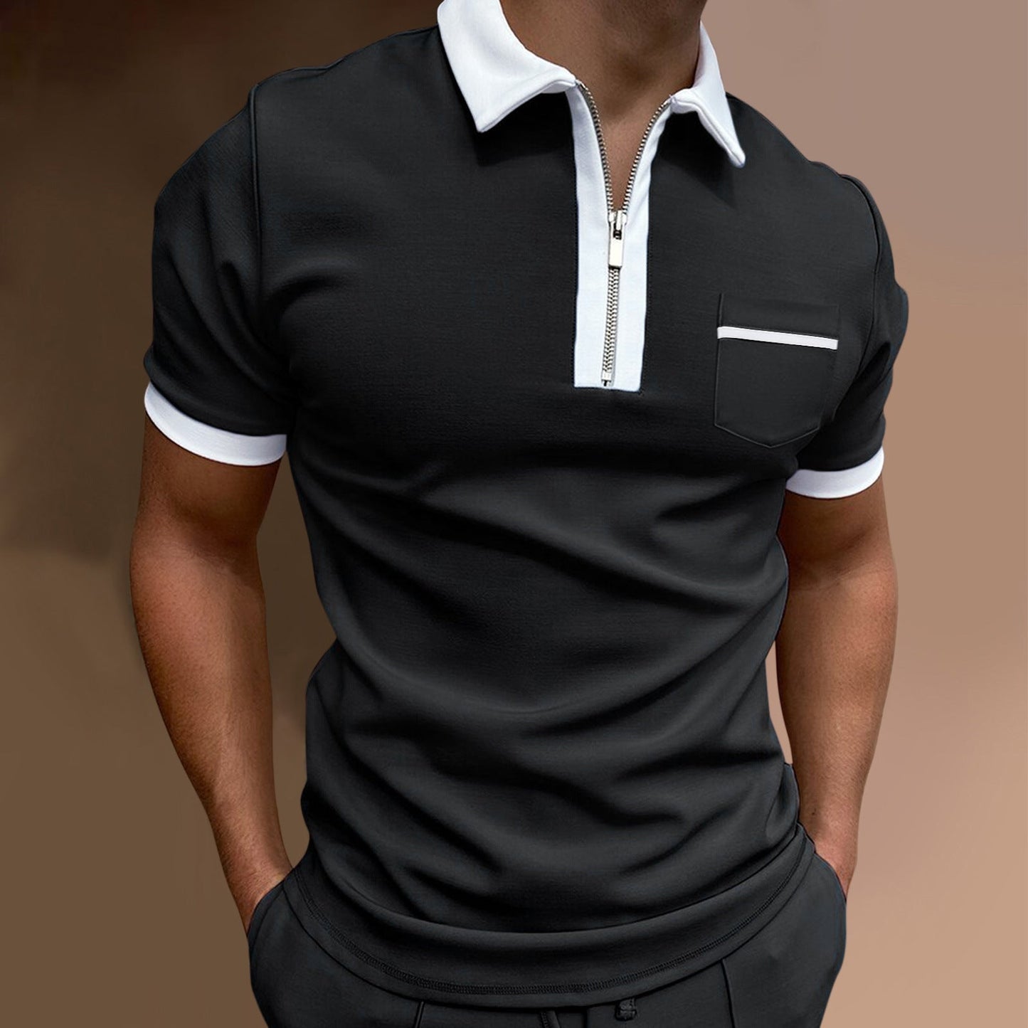 Damon – Polo pour hommes avec col à revers et coupe ajustée