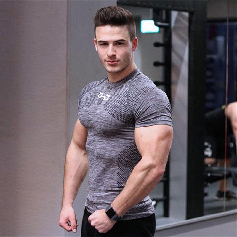Jay – T-shirt de fitness à manches courtes en matériau à séchage rapide pour la course