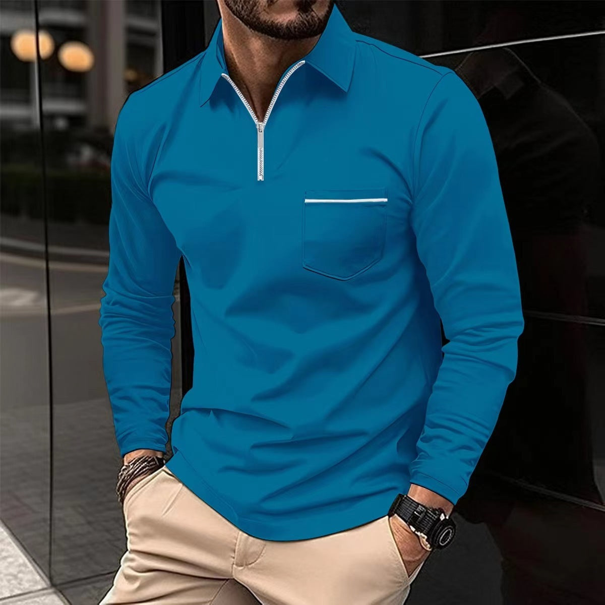 Steve – Poloshirt d'Automne avec Zip pour Homme