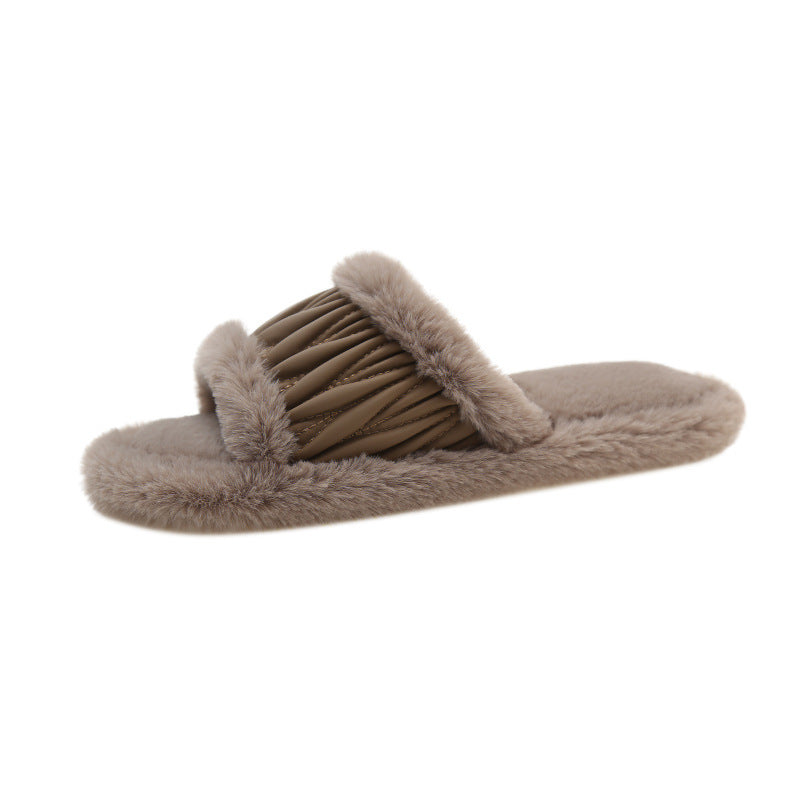 Anna – Chaussons ouverts en coton peluche pour femmes