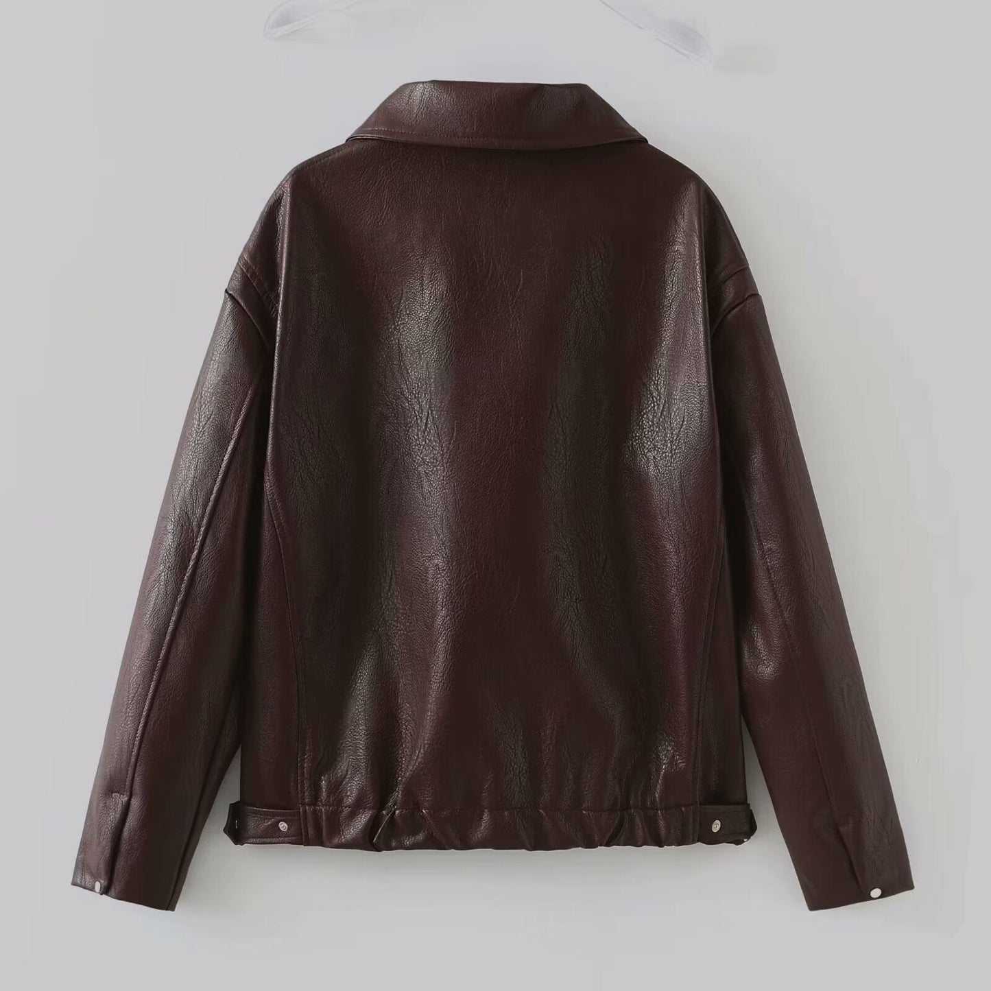 Michelle – Veste décontractée à manches longues avec revers et fermeture éclair en cuir vegan