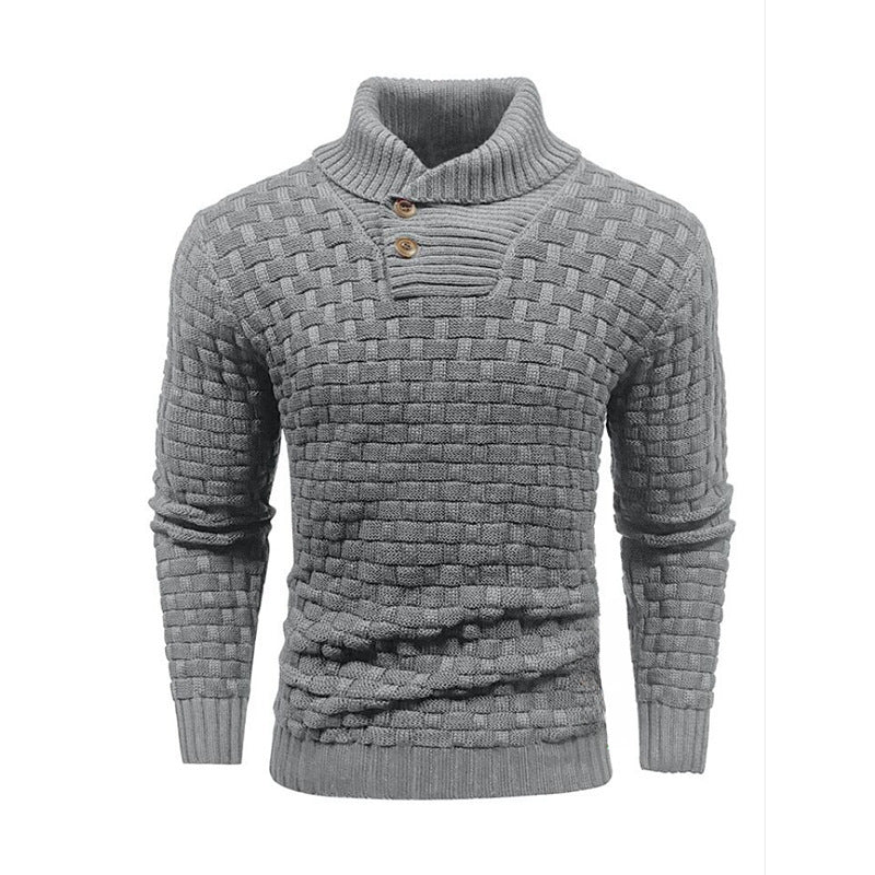 Ian – Slim Fit Herren Rollkragenpullover mit Knopfdesign