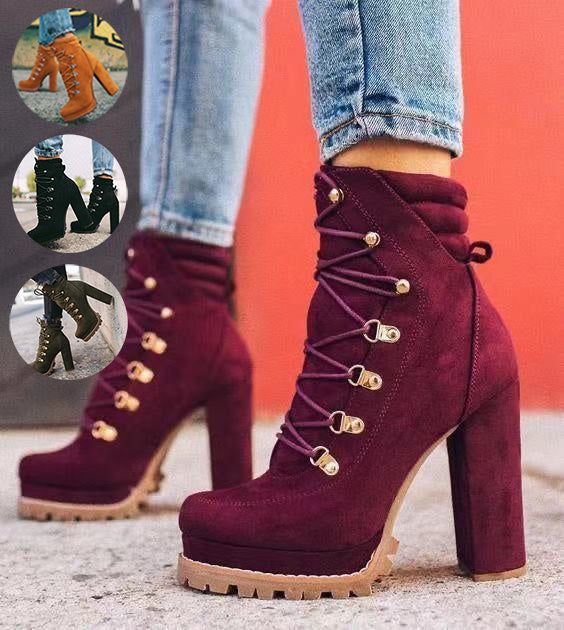 Katie – Bottines Mode avec Bout Rond et Lacets