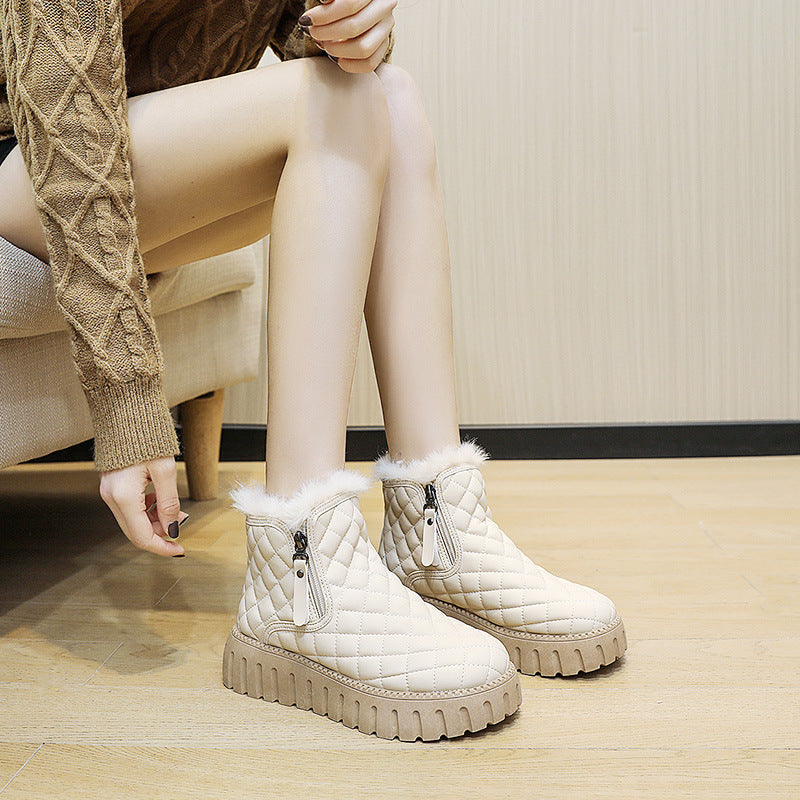 Megan – Bottines à plateforme à motif carreaux avec fermeture éclair latérale
