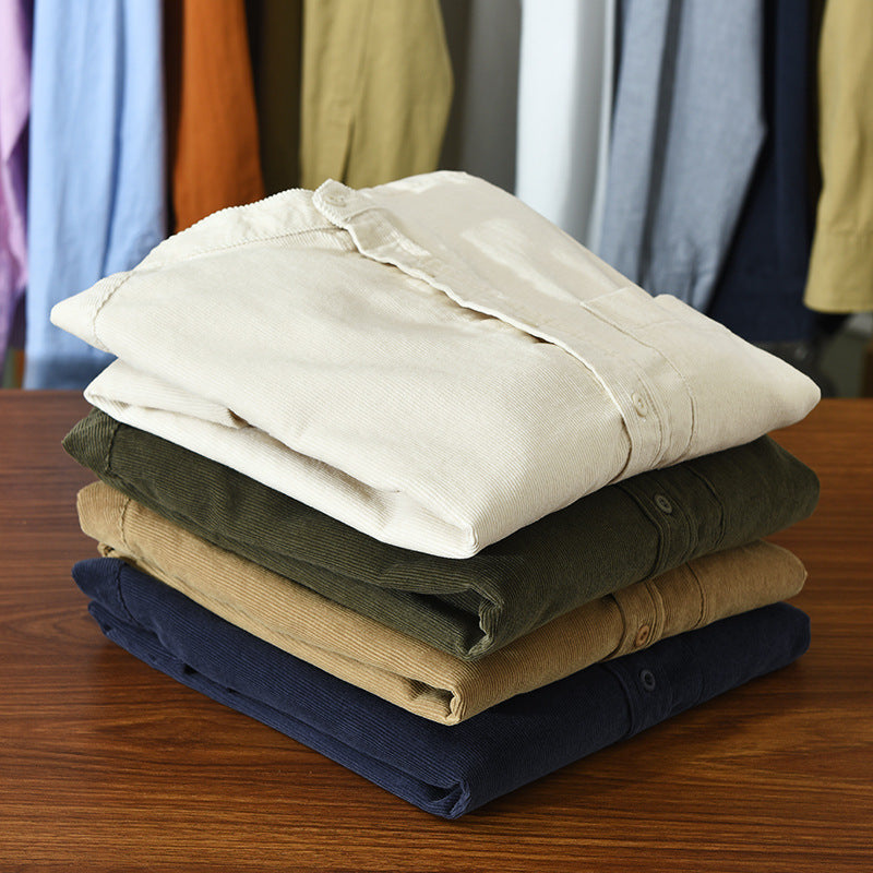 Kirk – Chemise en velours côtelé décontractée à manches longues