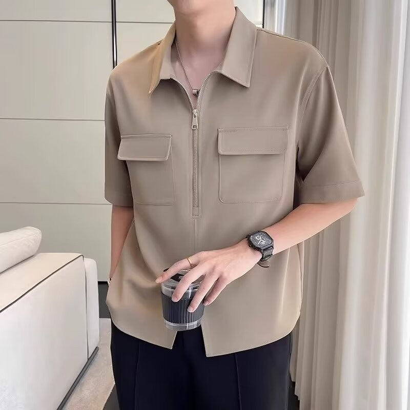 Arthur – Chemise de Travail à Manches Courtes avec Demi-Fermeture Éclair pour Hommes