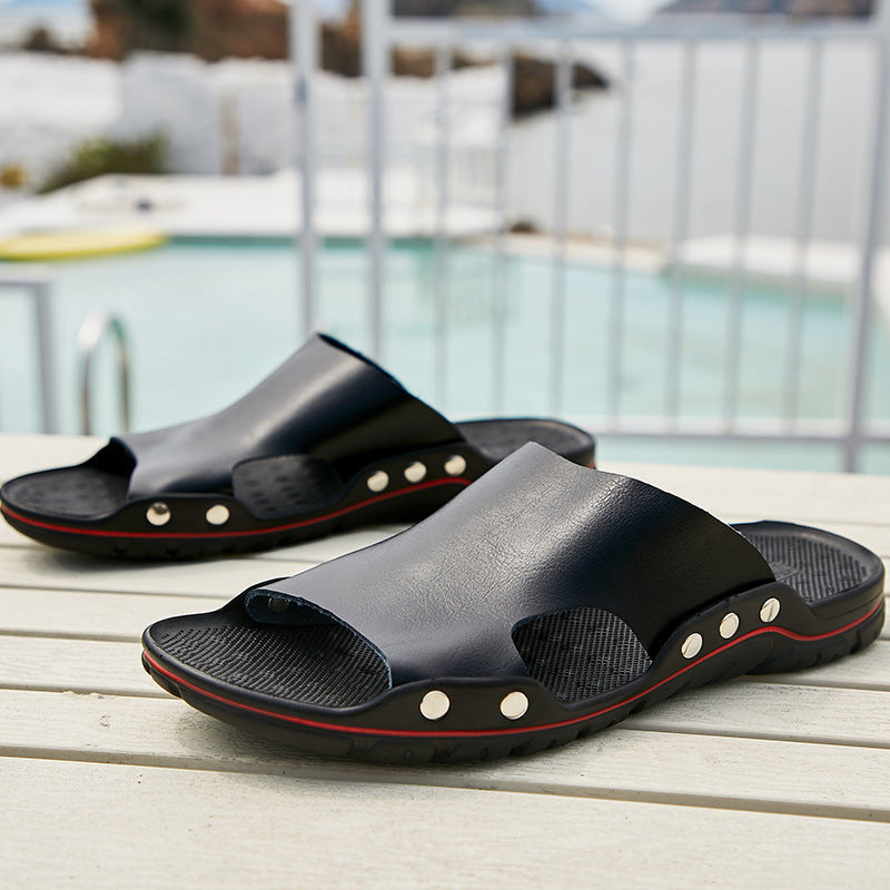 Adrian – Tongs d'été en cuir vegan pour hommes