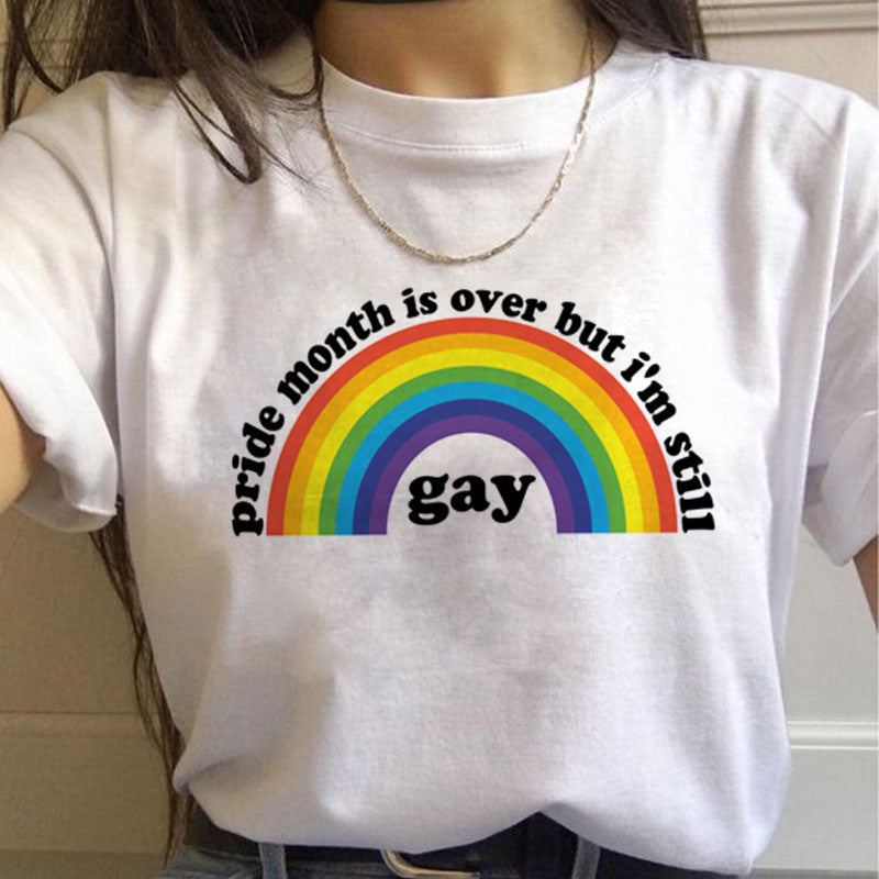 Caroline – T-shirt Arc-en-ciel Femme à Manches Courtes