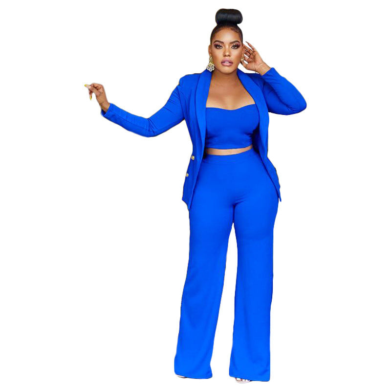 Leah – Ensemble trois pièces veste, gilet et pantalon ample pour femme