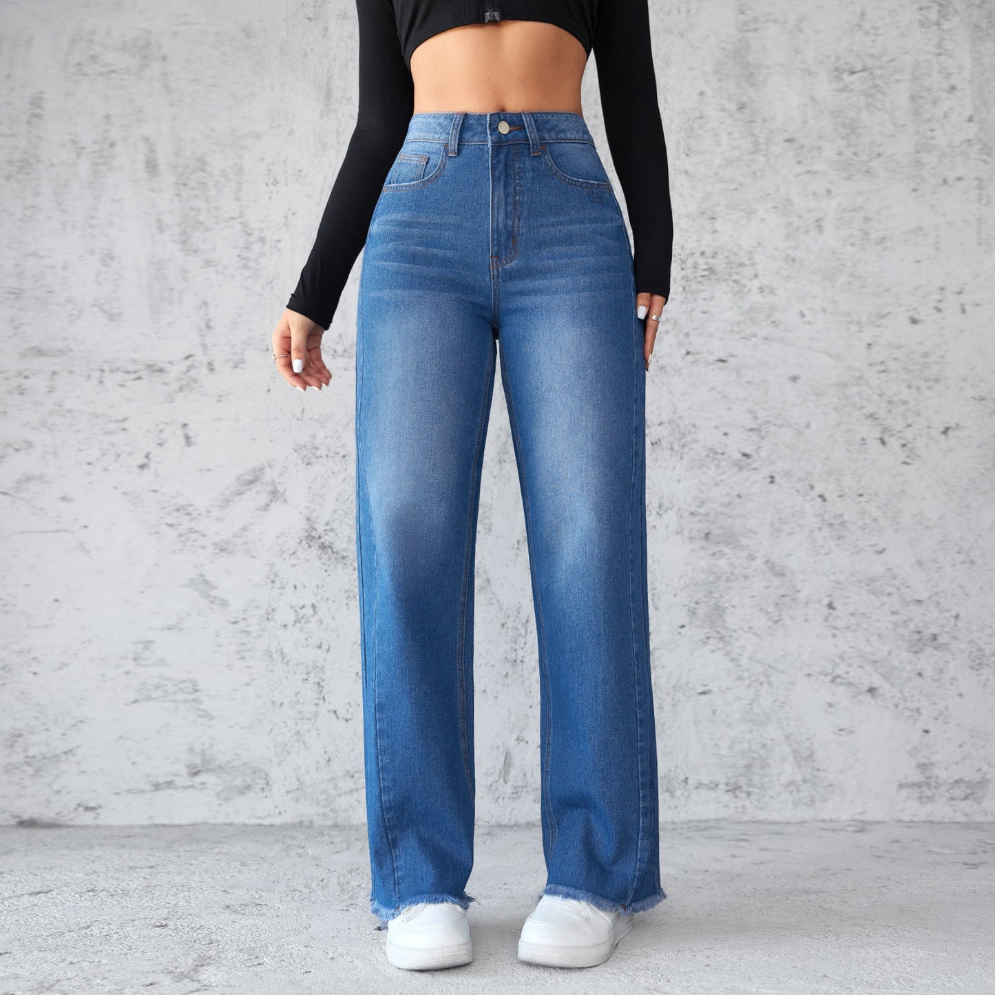 Adele – Jeans Droite Taille Haute pour Femme