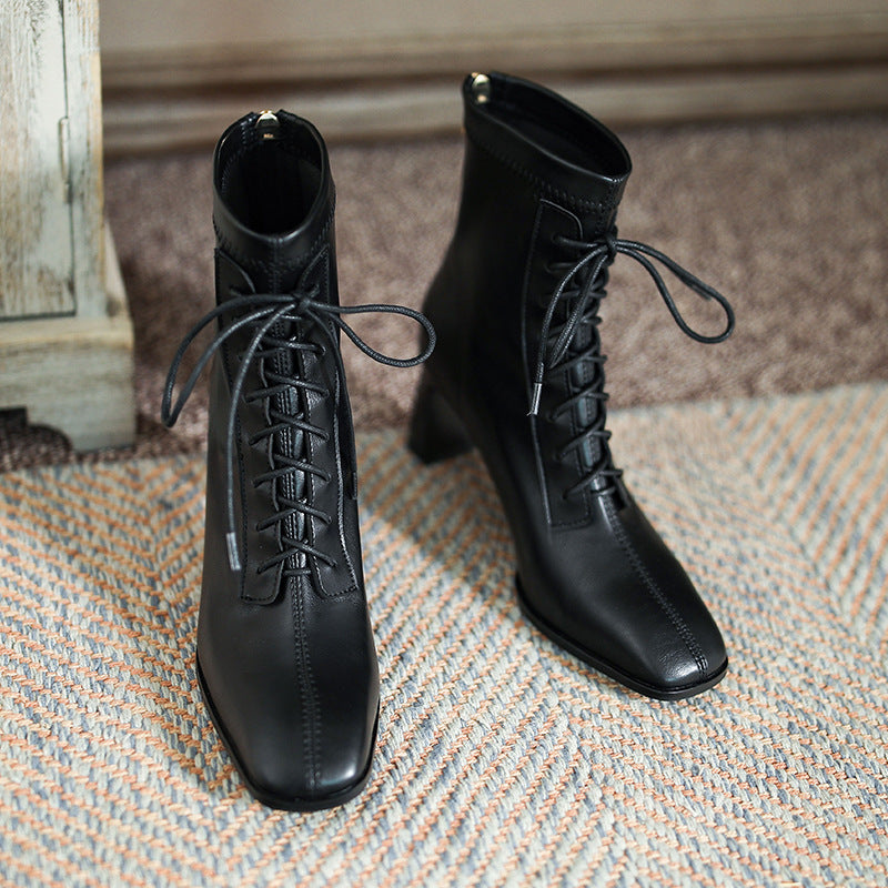 Margaret – Bottines pour femmes à bout carré et talon haut en cuir vegan
