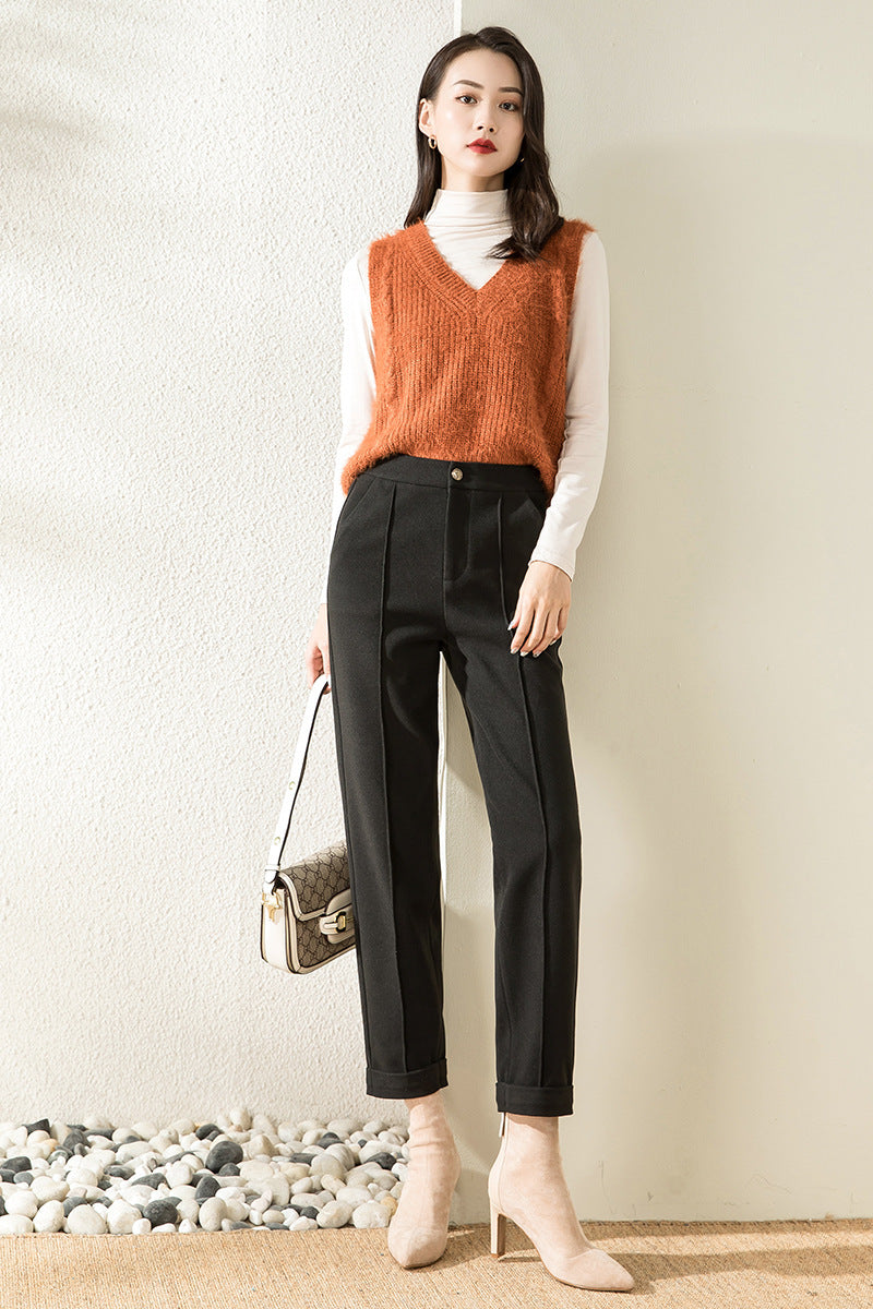 Hannah – Pantalon décontracté droit à taille haute pour l'automne et l'hiver