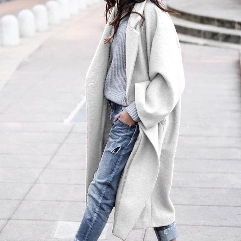 Karen – Long manteau femme avec poches en laine
