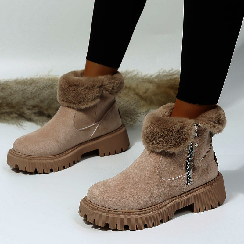 Jennifer – Bottes de Neige en Simili Daim Végan avec Semelle Antidérapante
