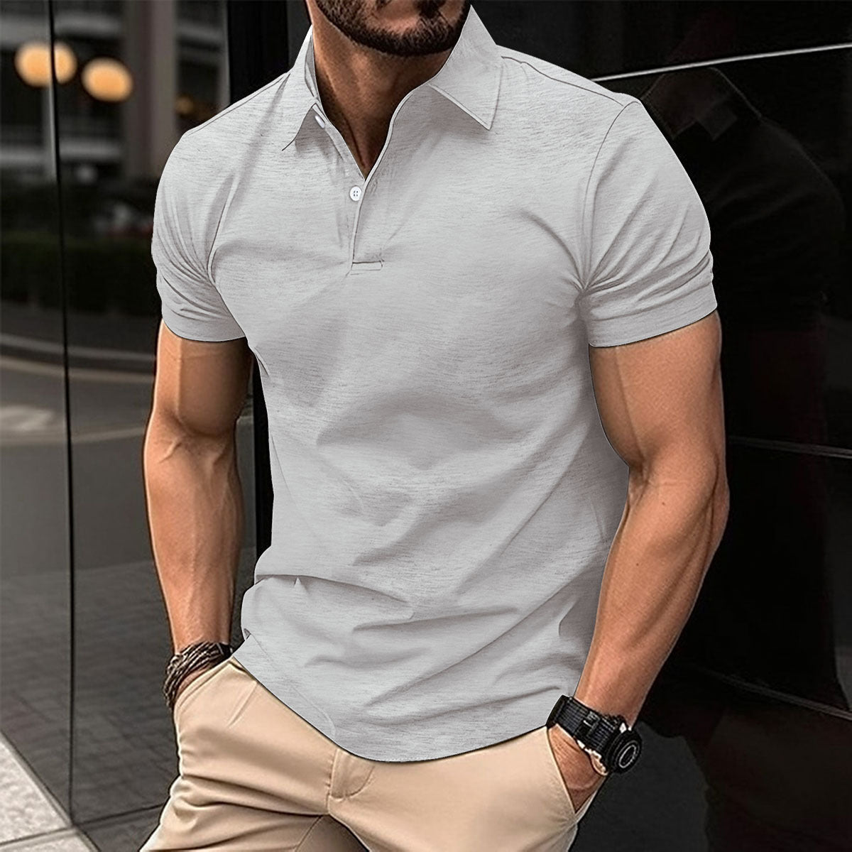 Fred – Polo à Manches Courtes pour Hommes en Couleurs Unies