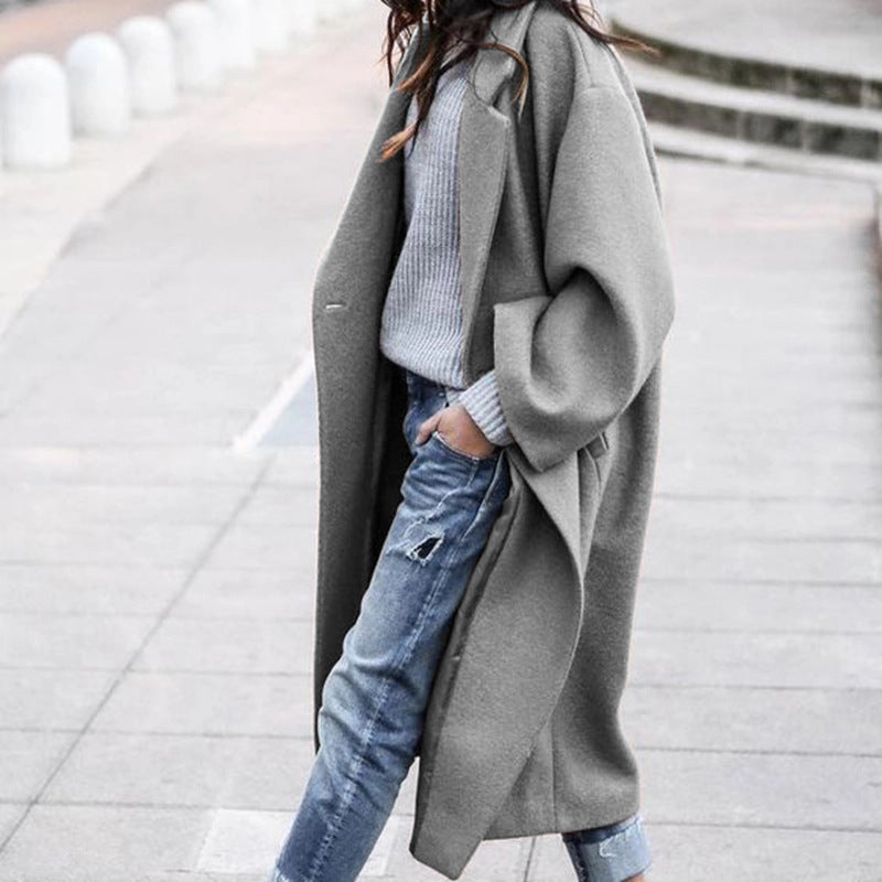 Karen – Long manteau femme avec poches en laine