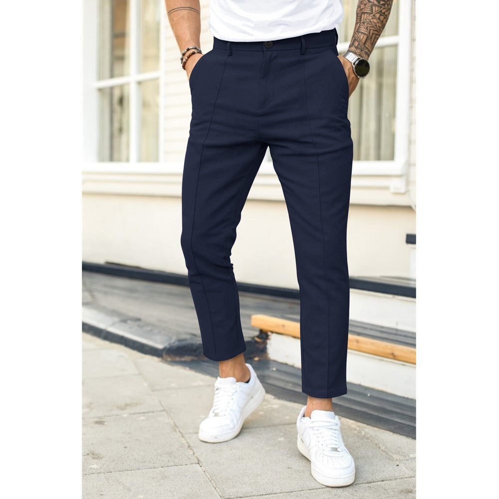 Frank – Pantalon de Costume Confortable pour Homme avec Double Ligne de Pli en Uni