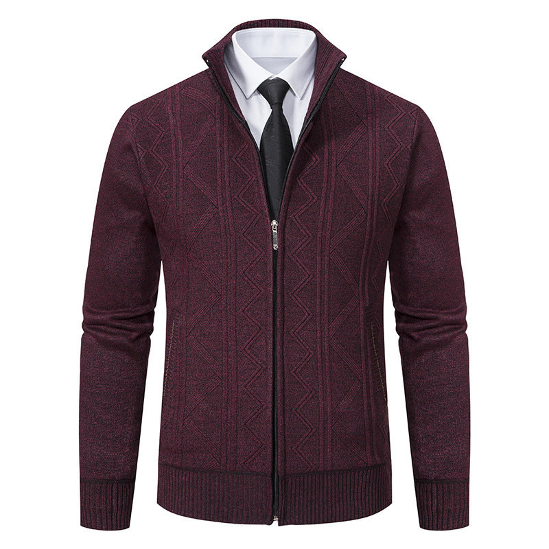 Karl – Cardigan en Laine pour Homme avec Col Montant pour Automne et Hiver