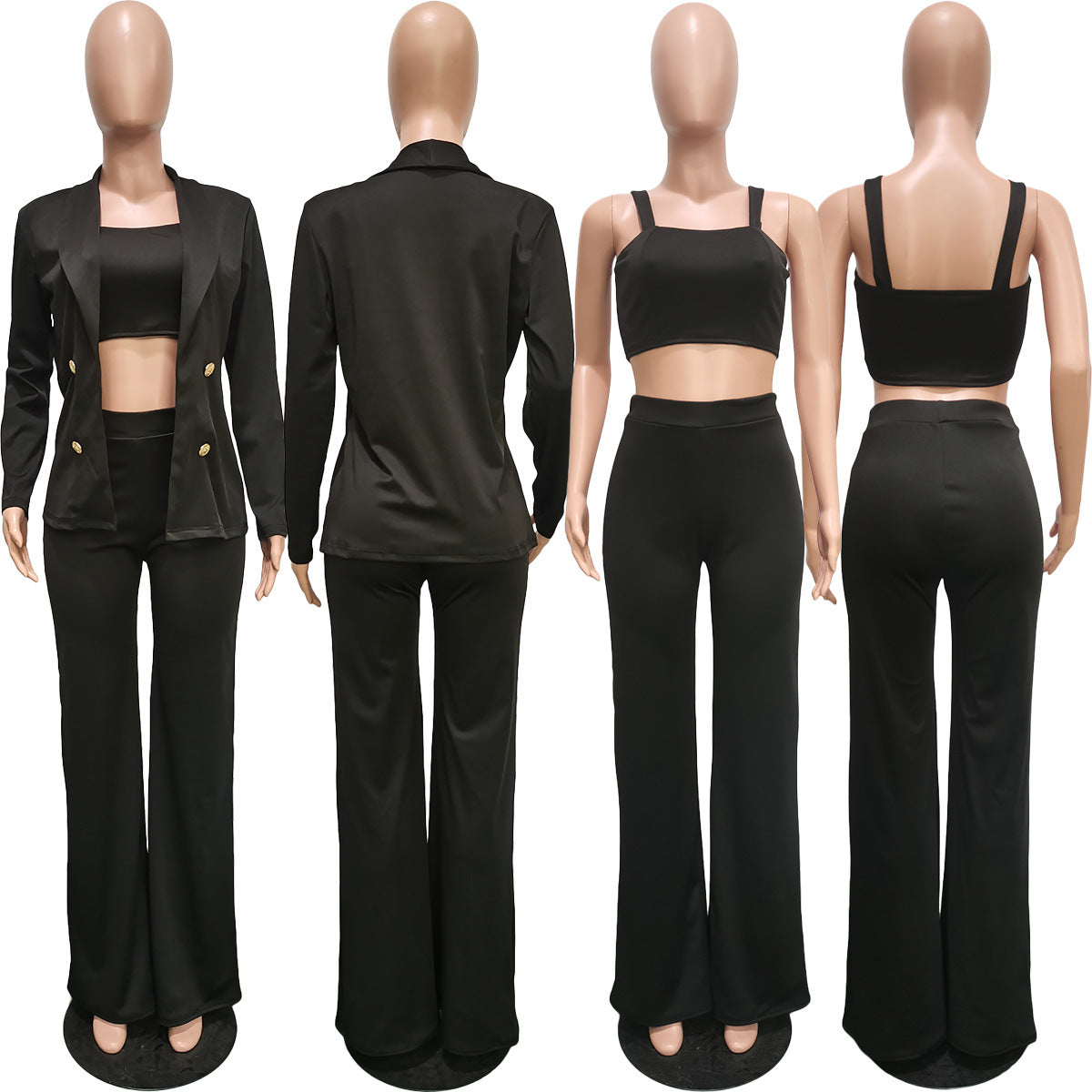 Leah – Ensemble trois pièces veste, gilet et pantalon ample pour femme