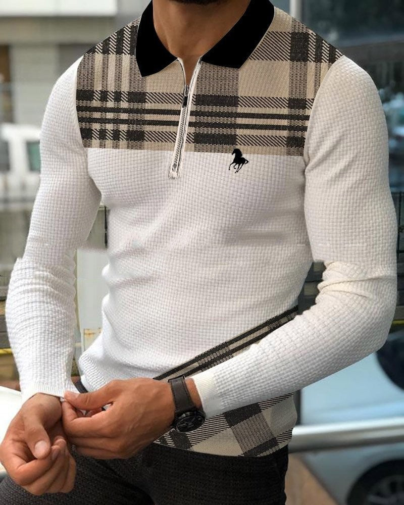 Stuart – Pullover décontracté avec col rabattu et impression numérique pour homme