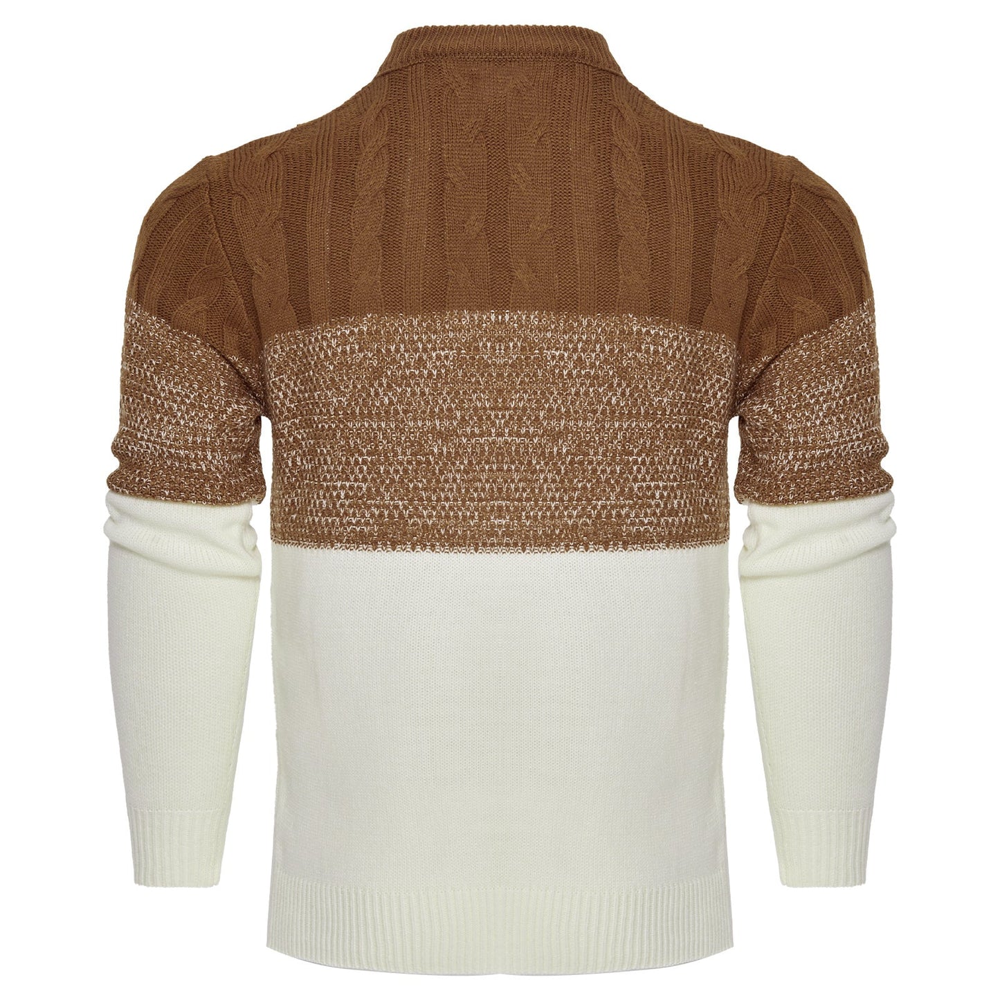 Ashley – Lässiger Farbblock Langarm Pullover mit Kabelstrick