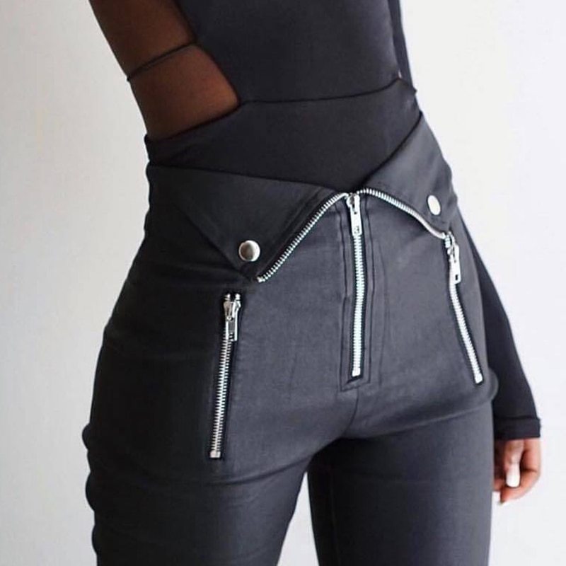 Wendy – Pantalon sombre avec fermeture éclair