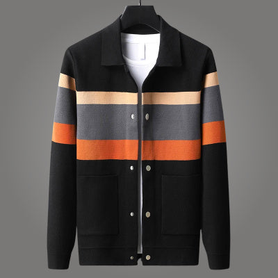 Stanley – Cardigan avec Revers Automnaux et Harmonisation des Couleurs