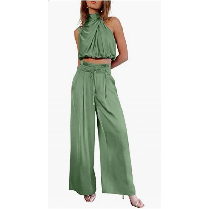 Rose – Ensemble Haut Sans Manches et Pantalon Large