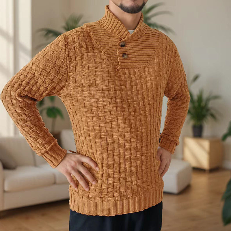Ian – Slim Fit Herren Rollkragenpullover mit Knopfdesign