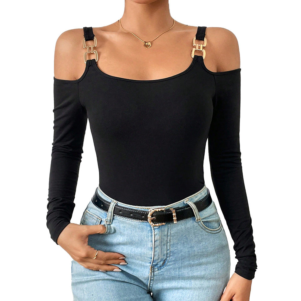 Tanya – Haut à bretelles simple avec crochets métalliques et manches longues pour femmes
