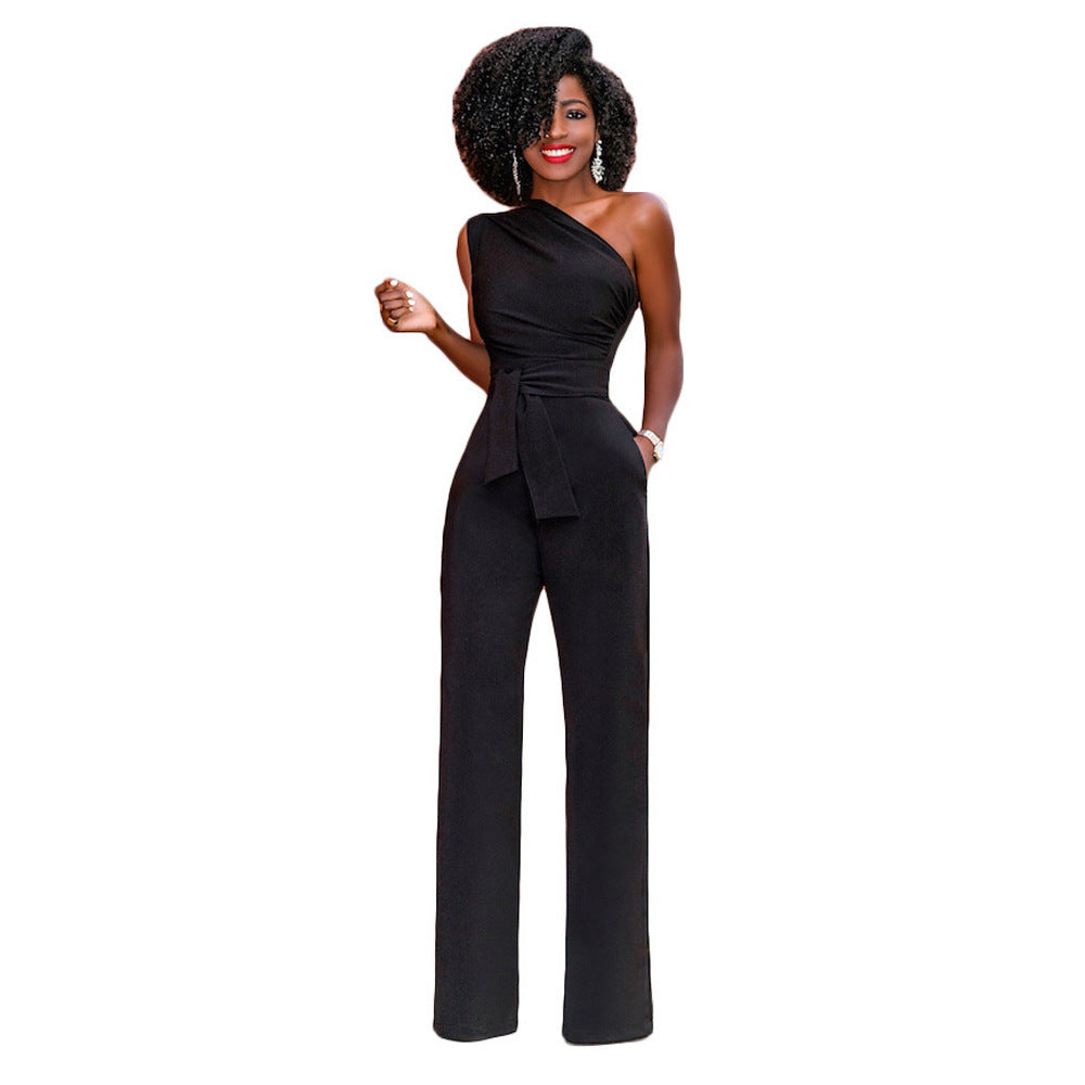 Jean – Élégant Combinaison Femme avec Col Asymétrique