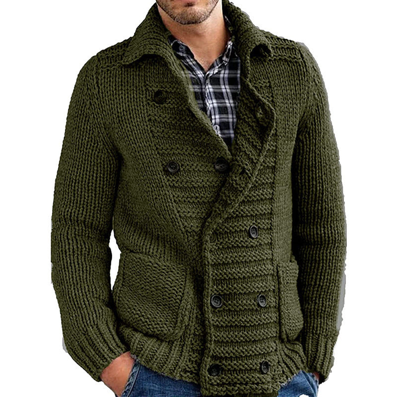 Jim – Pull homme solide avec col à revers et design cardigan