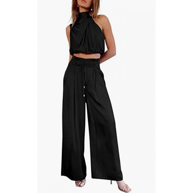Rose – Ensemble Haut Sans Manches et Pantalon Large
