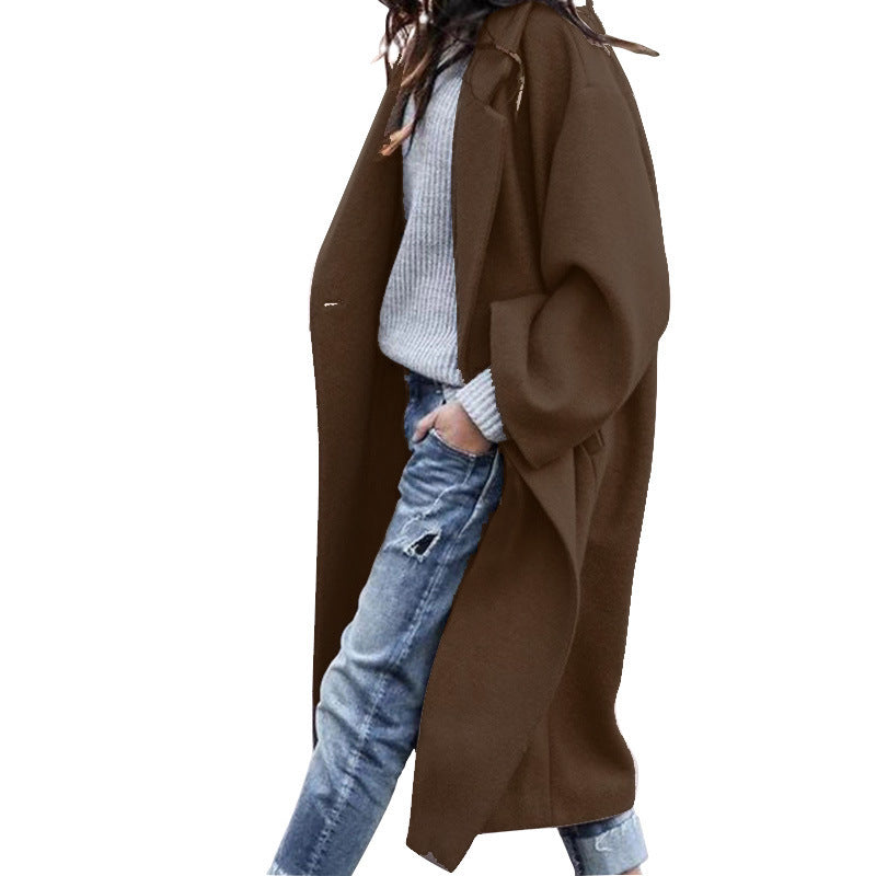 Karen – Long manteau femme avec poches en laine