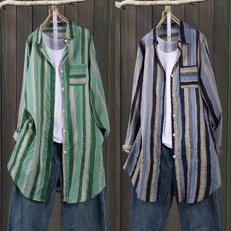 Ruth – Blouse ample avec col à revers rayé pour l'automne